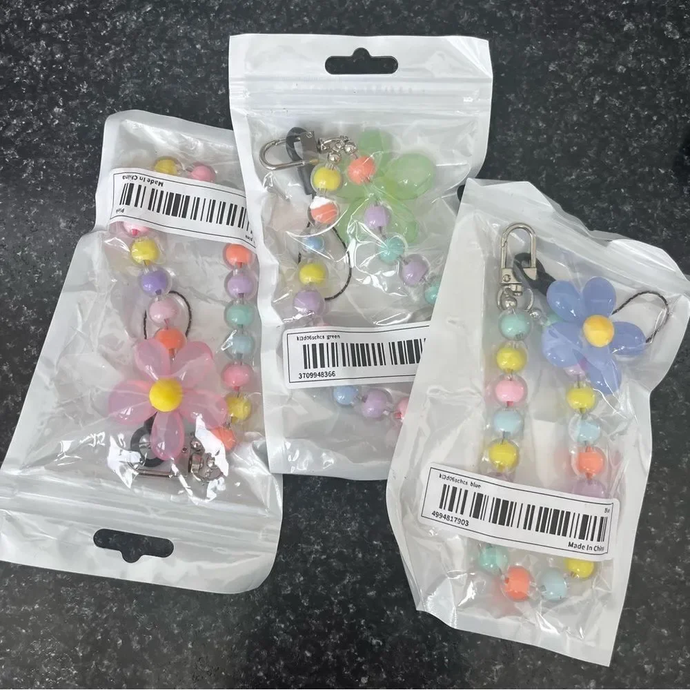 New Colorful Beaded Flower Wrist Phone Lanyard - Multiple Available